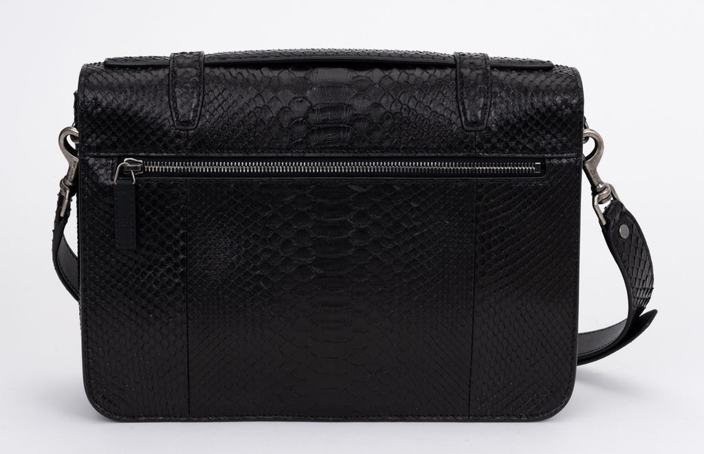 YSL New Black Brushed Python Schoolbag