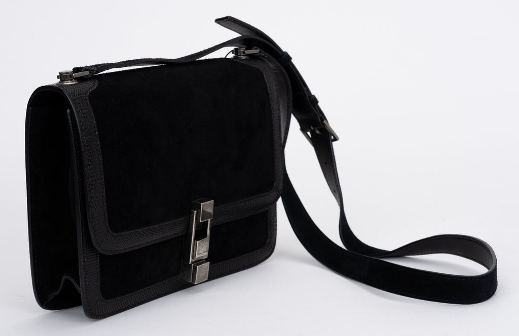 YSL New Black Suede Cross Body Bag