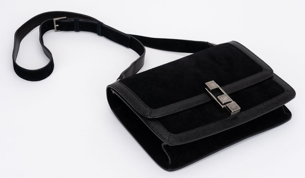 YSL New Black Suede Cross Body Bag