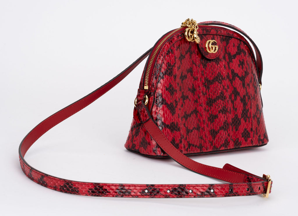 Gucci New Red Water Snake Cross Body Bag