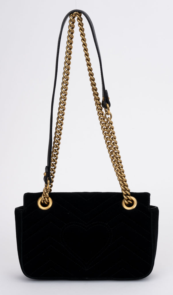 Gucci Marmont Black Velvet Beaded Flap