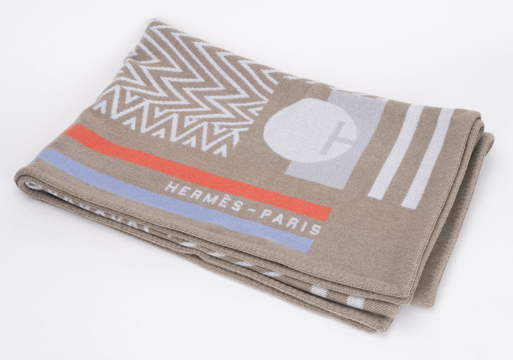 Hermès New Taupe Wool Cashmere Blanket