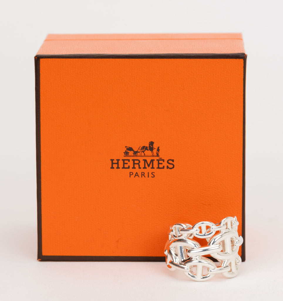 Hermès New Sterling Chain Ring Size 6.75