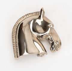 HERMES ~ Authentic Vintage Large Gold Tone Metal Brooch