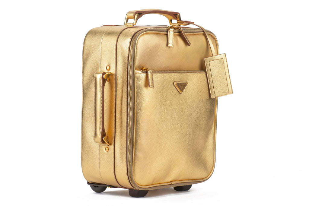 Prada Gold Saffiano Small Carry On Bag