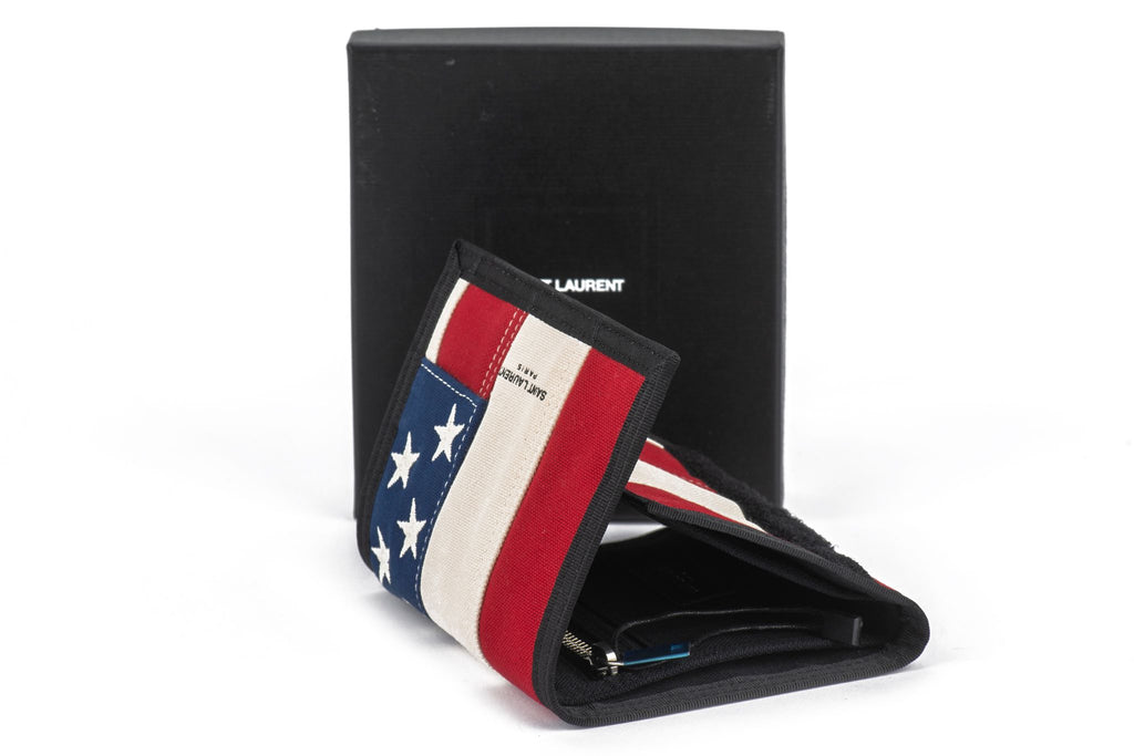 YSL New Flag Velcro Fabric Wallet W/Box