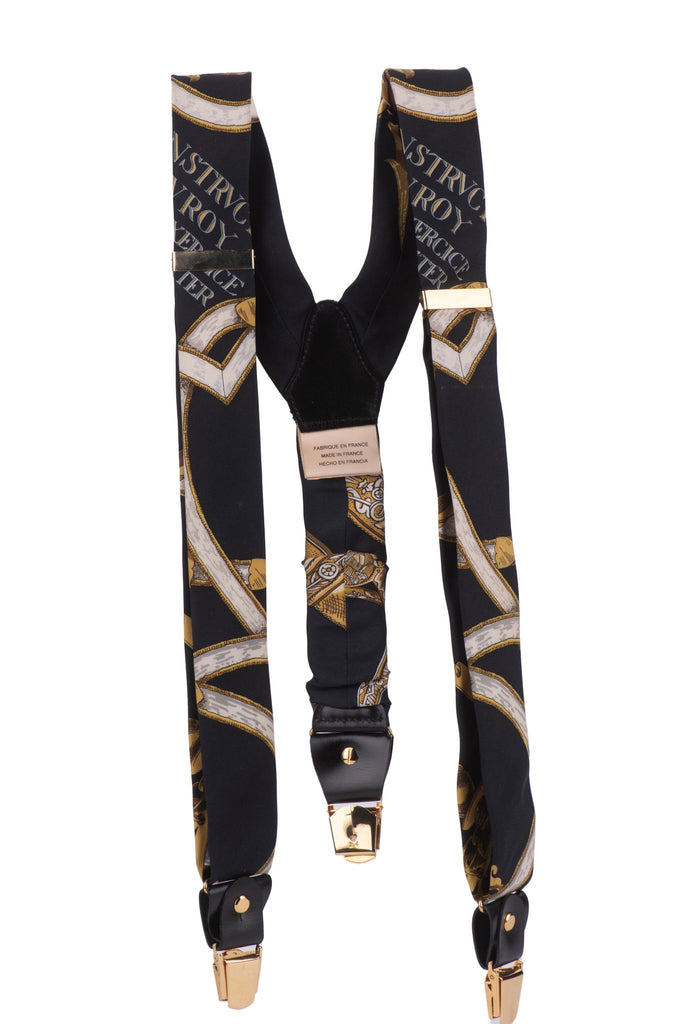 Hermès Vintage Black Silk Suspenders