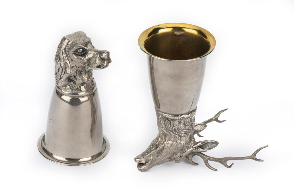 Gucci 70s Silver Stirrup Cups Dog Elk