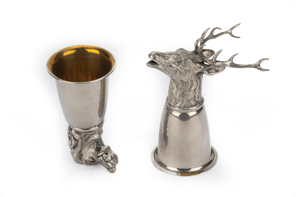 Gucci 70s Silver Stirrup Cups Dog Elk