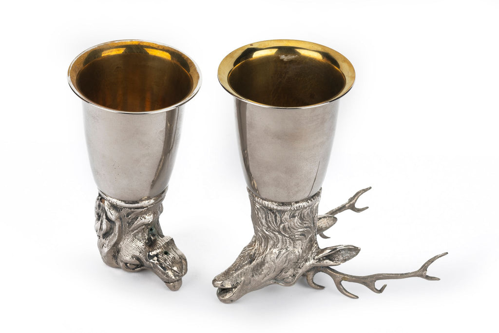 Gucci 70s Silver Stirrup Cups Dog Elk