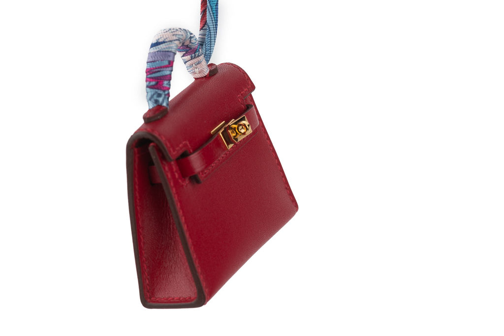 Hermès Mini Kelly Bag Charm Silk Strap