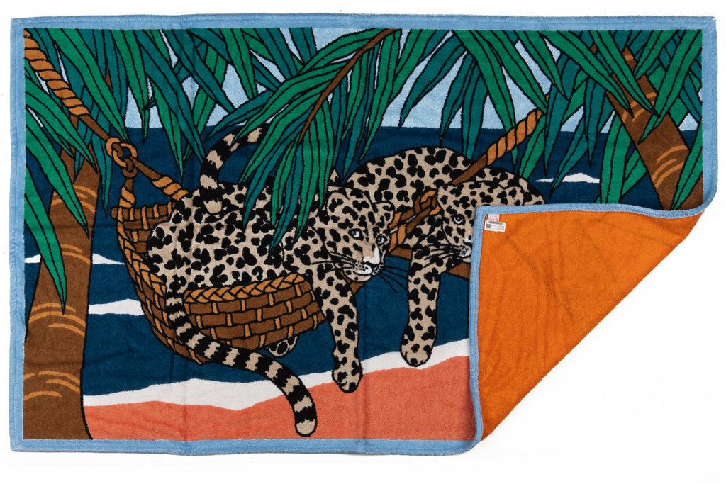 Hermès NIB Celeste Leopard Beach Towel