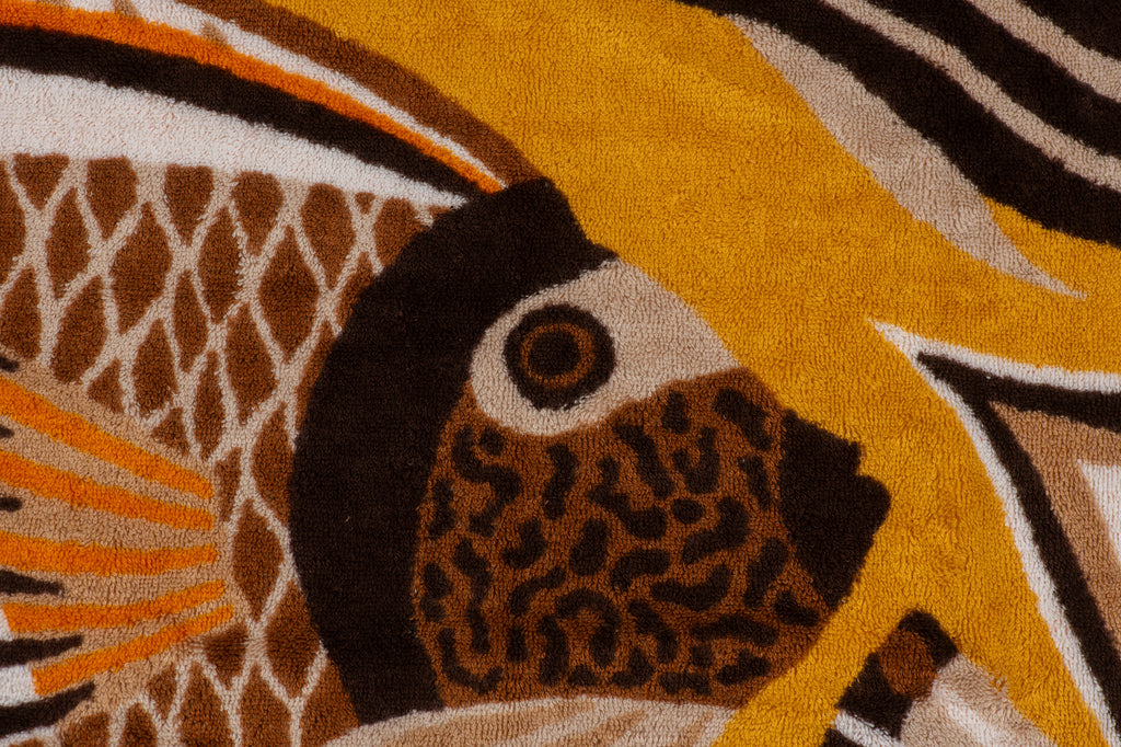 Hermès NIB Yellow Black Fish Beach Towel