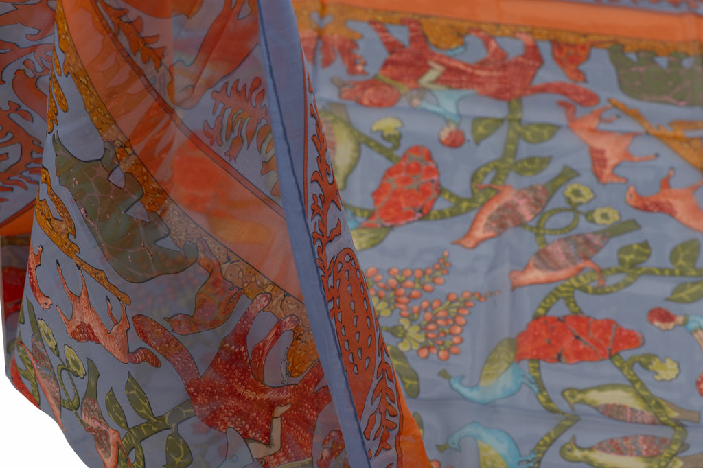 Hermès Multicolor Silk Chiffon Shawl