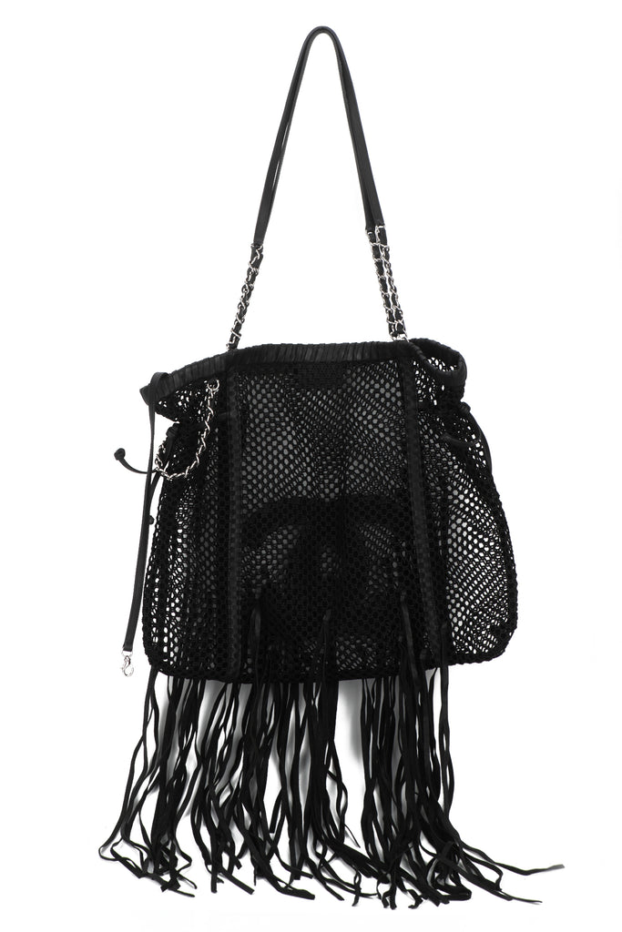 Chanel Black Fringe CC Tote Handbag
