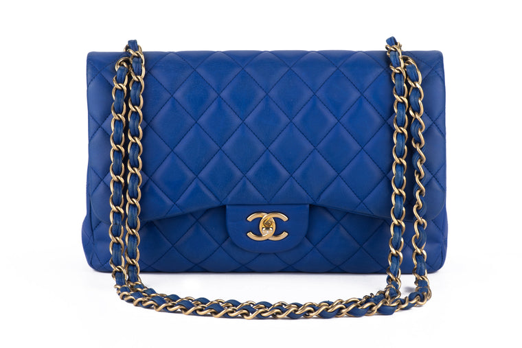 Chanel Jumbo Blue Quilted Double Flap
