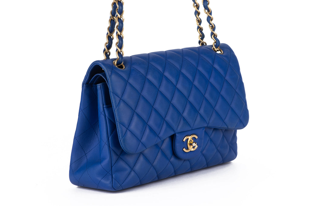 Chanel Jumbo Blue Quilted Double Flap