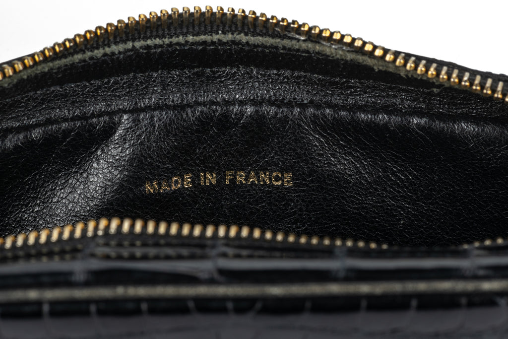 Chanel Vintage Black Croc Shoulder Bag