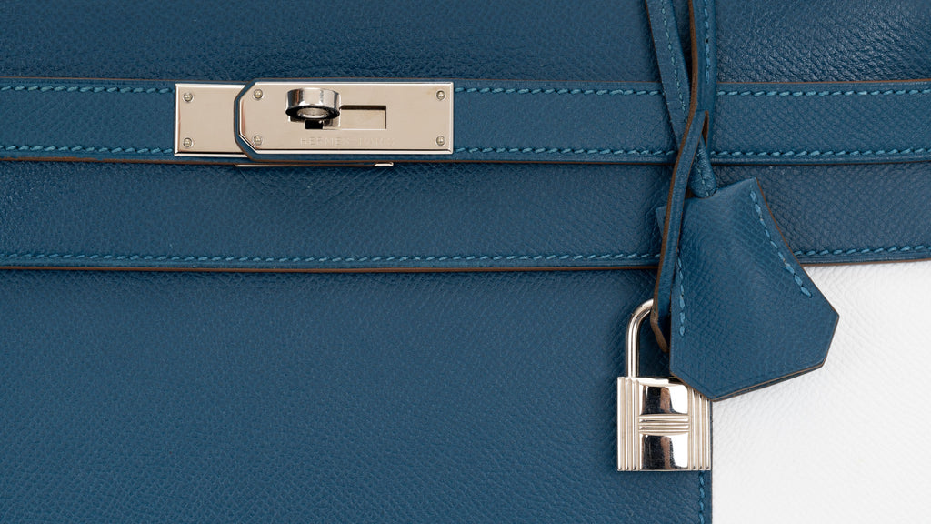 Hermès Kelly Sellier 35 Flag Blue White