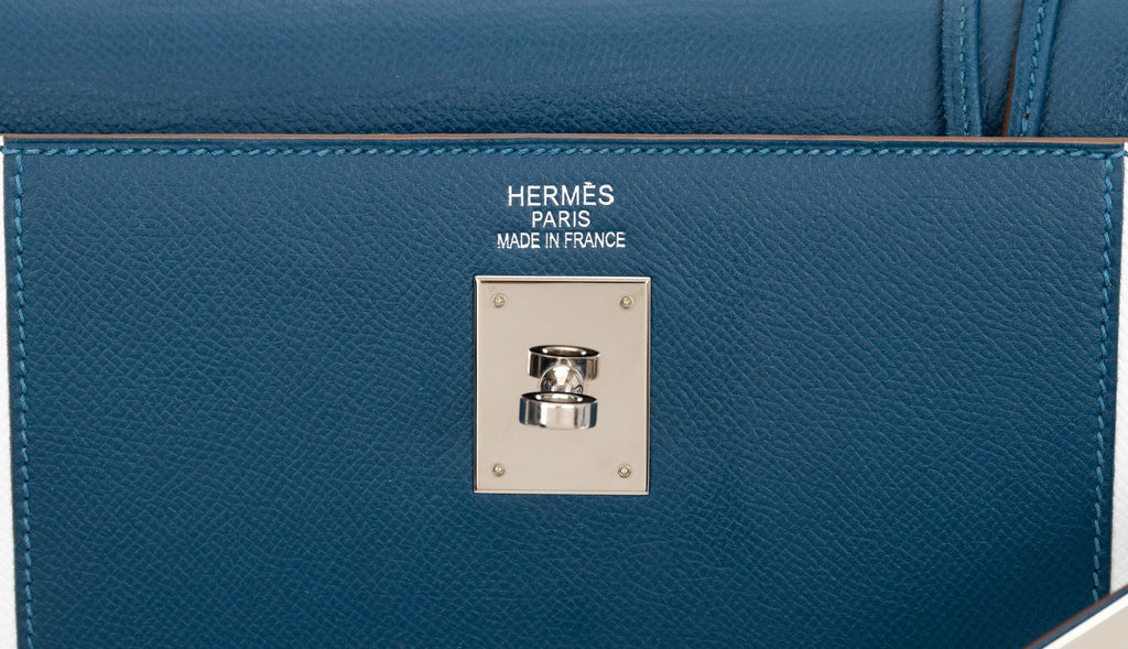 Hermès Kelly Sellier 35 Flag Blue White
