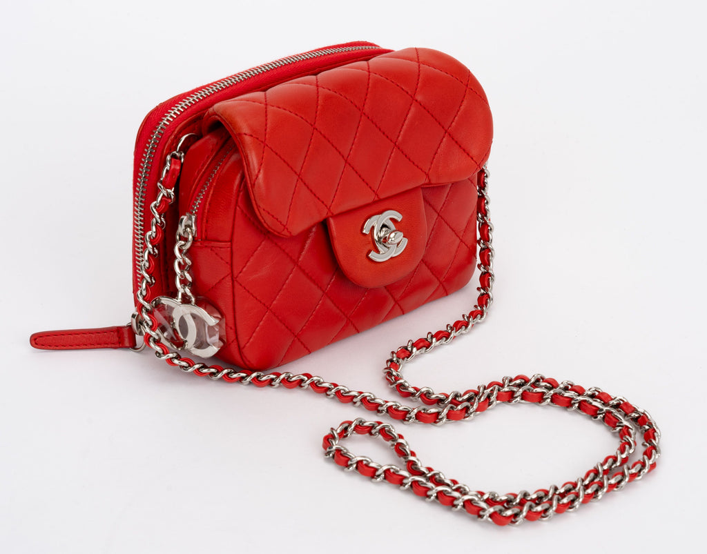 Chanel Red Leather Crossbody Flap Bag
