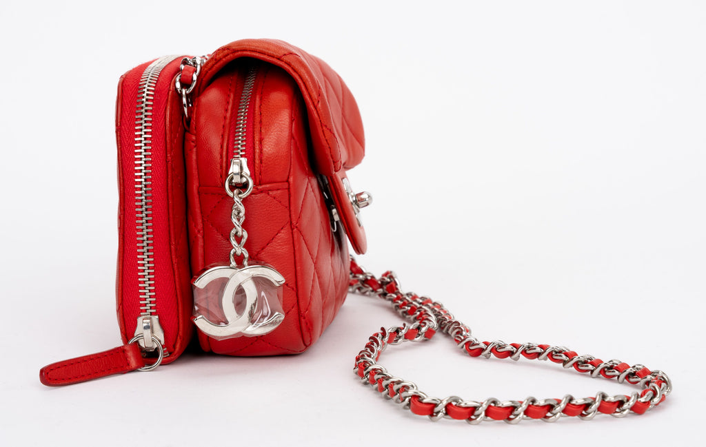 Chanel Red Leather Crossbody Flap Bag
