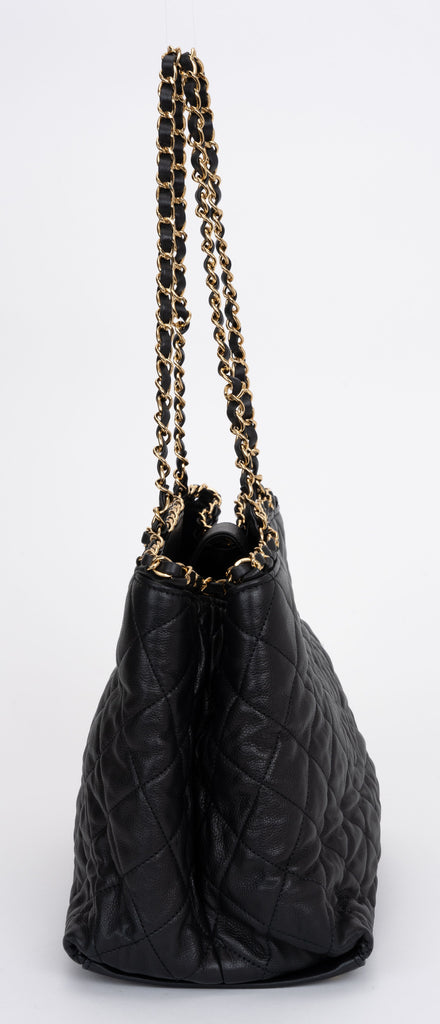 Chanel Black Quilted Gold Chain Me Tote