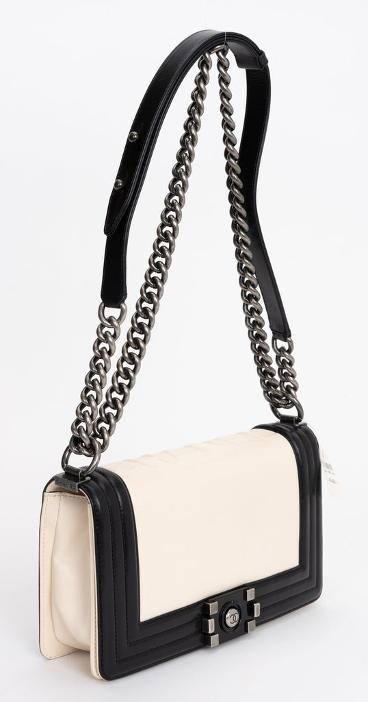 Chanel New 2 Tone Glazed Boy Flap Bag