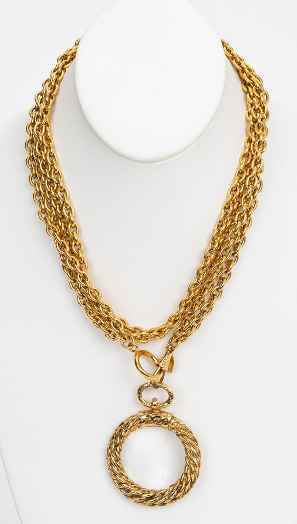 Chanel 80s Gold Tone Loupe Necklace