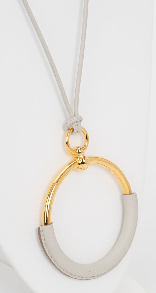 Hermès White Gold Leather Loop Necklace