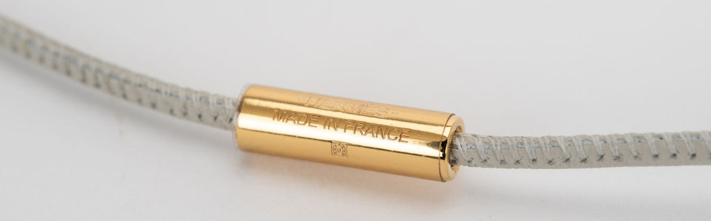 Hermès White Gold Leather Loop Necklace