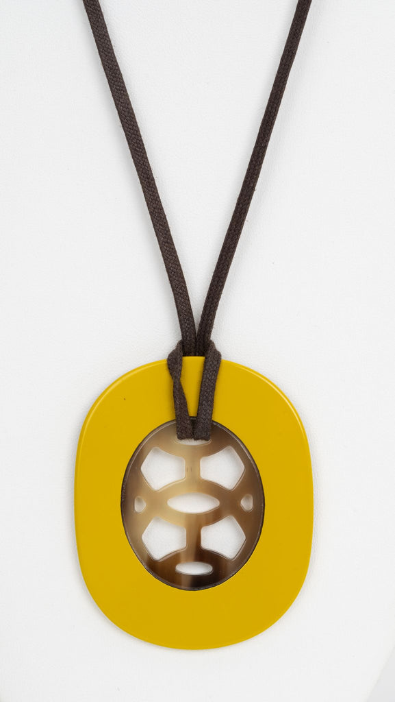 Hermes Yellow Horn Lift Pendant Necklace