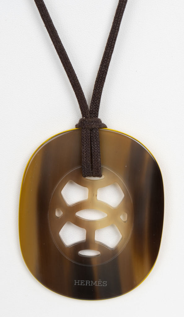 Hermes Yellow Horn Lift Pendant Necklace