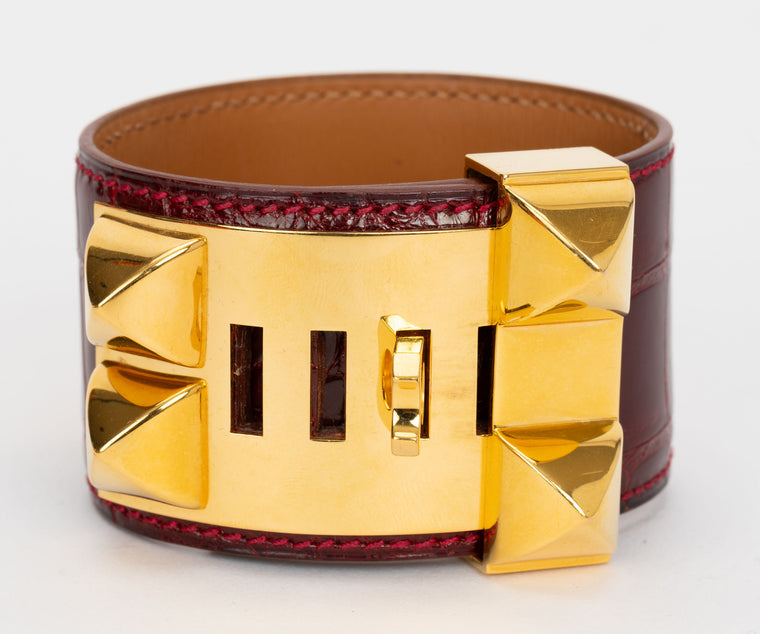 Hermès Red Collier De Chien in Alligator