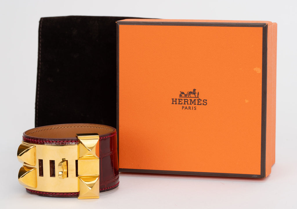 Hermès Red Collier De Chien in Alligator