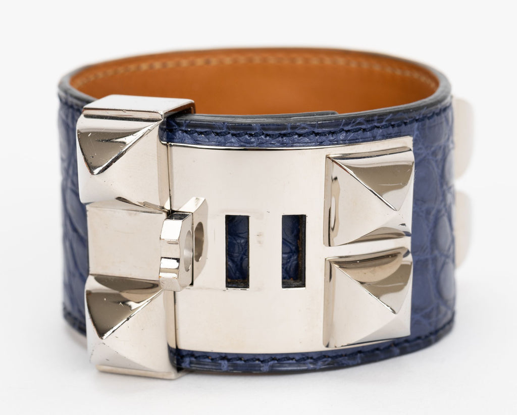 Hermes Collier De Chien Blue Alligator