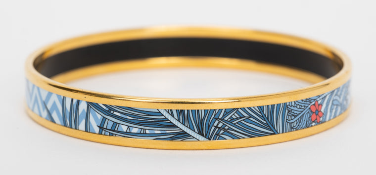 Hermes Thin Enamel Blue Bangle