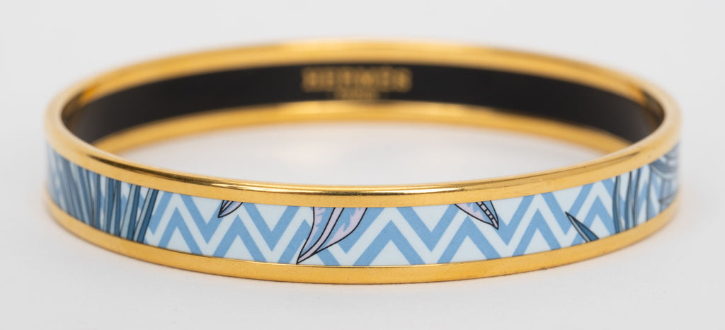 Hermes Thin Enamel Blue Bangle