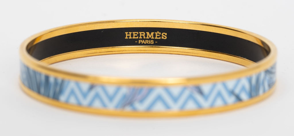 Hermes Thin Enamel Blue Bangle