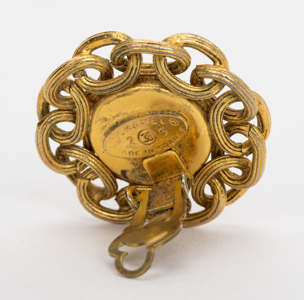 Chanel 80s Faux Pearl Clip Earrings