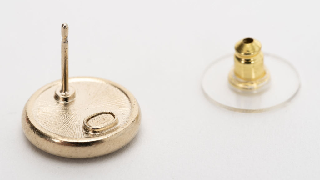 Chanel Number 5 Button Pierced Earrings