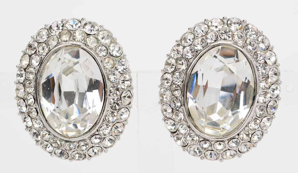 Yves Saint Laurent Clip Crystal Earrings
