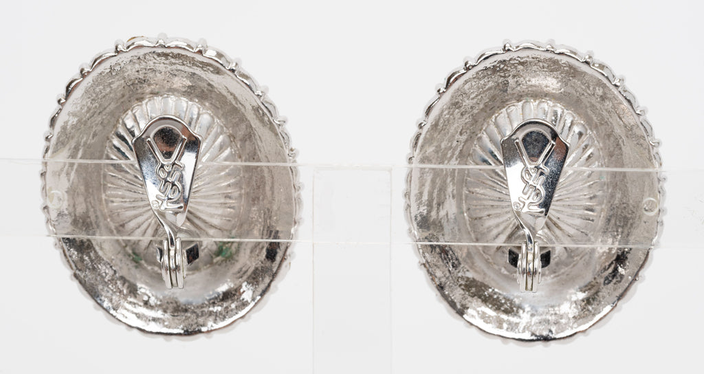 Yves Saint Laurent Clip Crystal Earrings