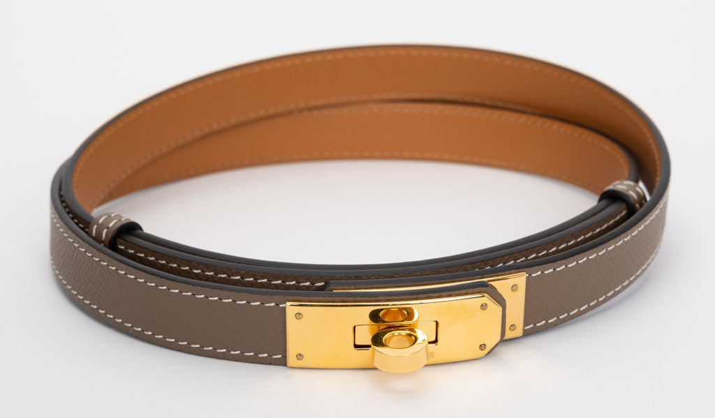 Hermes Etoupe Epsom Gold Kelly Belt