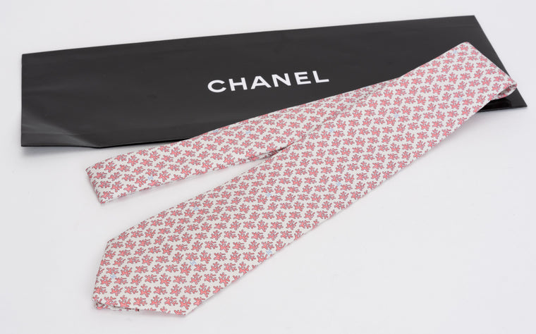 Chanel New Coral Branch Silk Tie