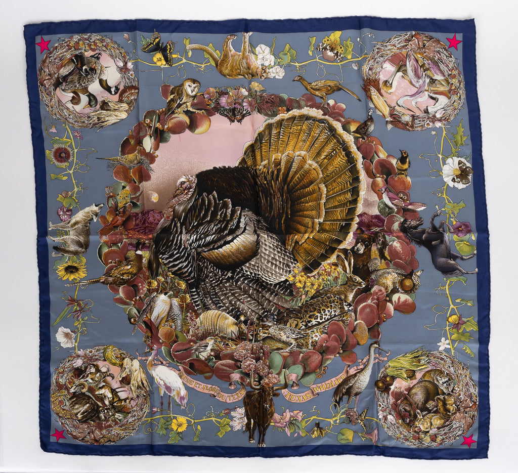 Hermès Blue Texas Wildlife Scarf Oliver