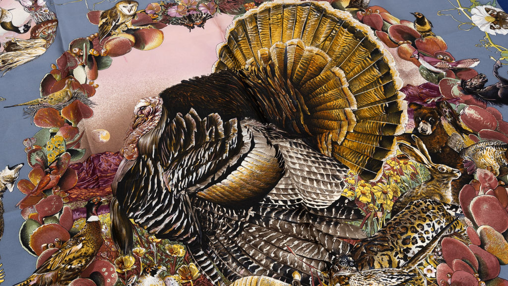 Hermès Blue Texas Wildlife Scarf Oliver