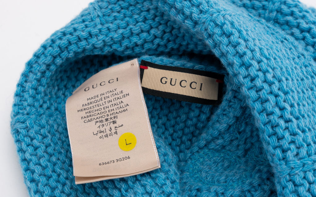 Gucci New Tuquoise Wool Beanie Large