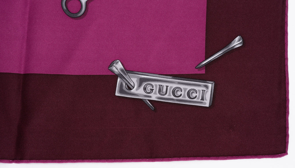 Gucci New Purple Horse Bits Silk Scarf