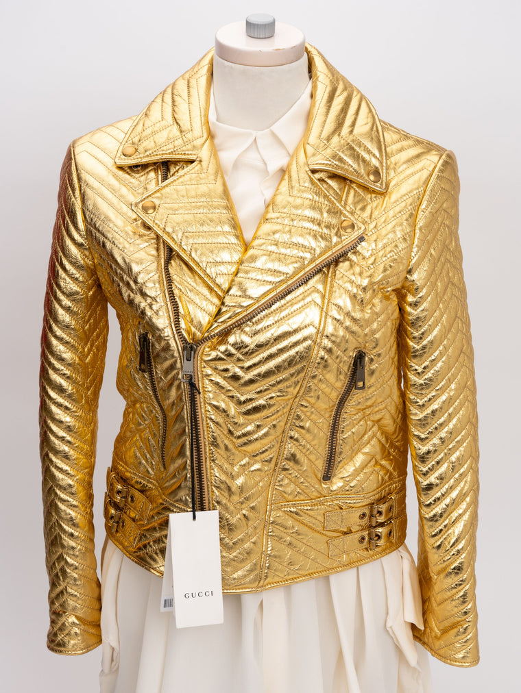 Gucci New Marmont Gold Biker Jacket